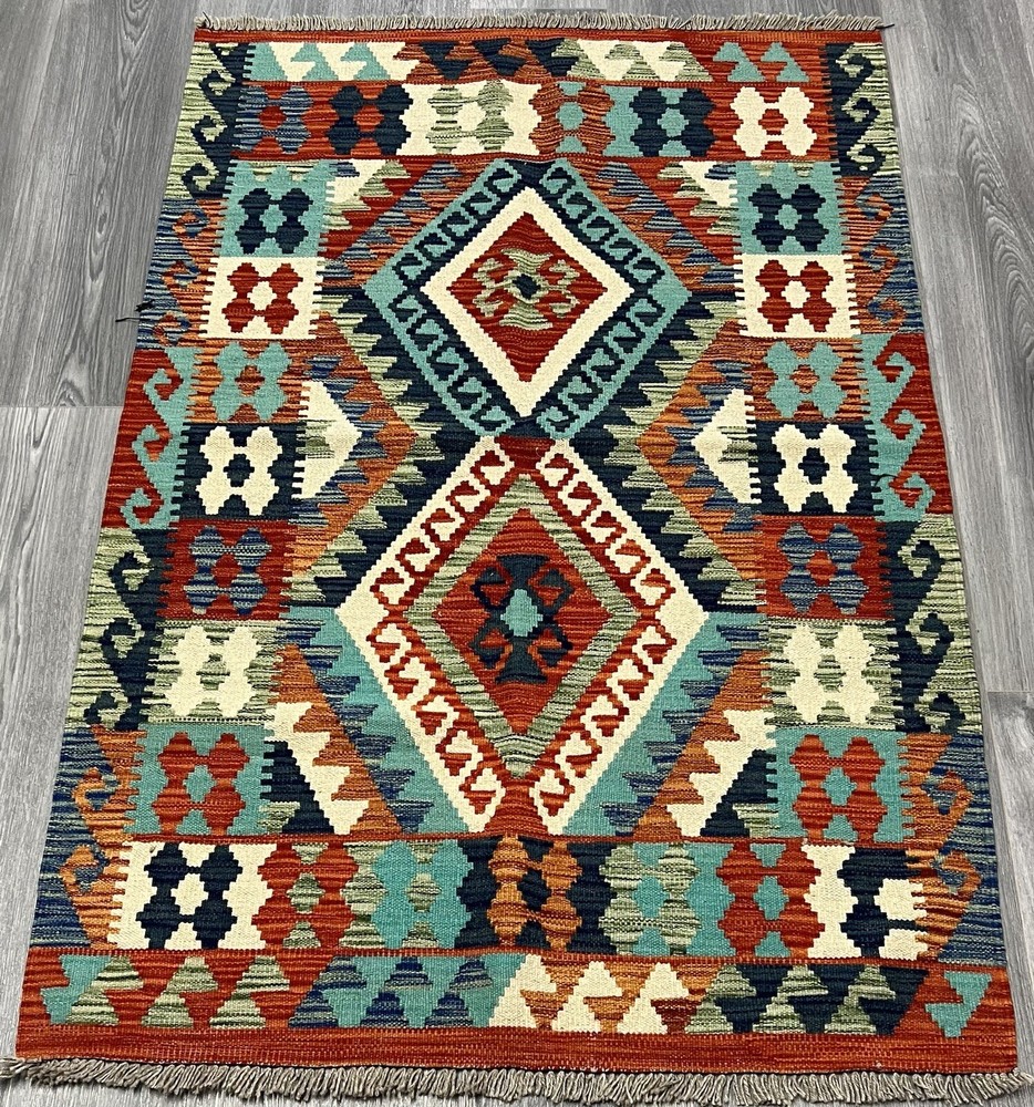 Vintage Kilim Traditional Hand Made Oriental Wool Kilim 5ftx3.2ft 154cmx100cm