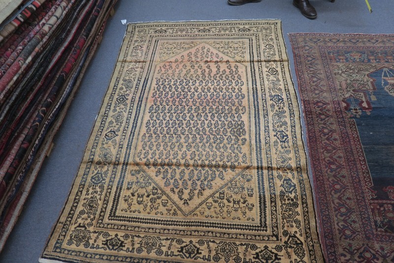 Vintage Kurdish Oriental Area Rug Hand Knotted Wool 4'3 x 6'9 gallery