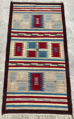 Vintage Traditional Handmade Turkish Geometric Wool Kilim Floor Rug 136×72 cm