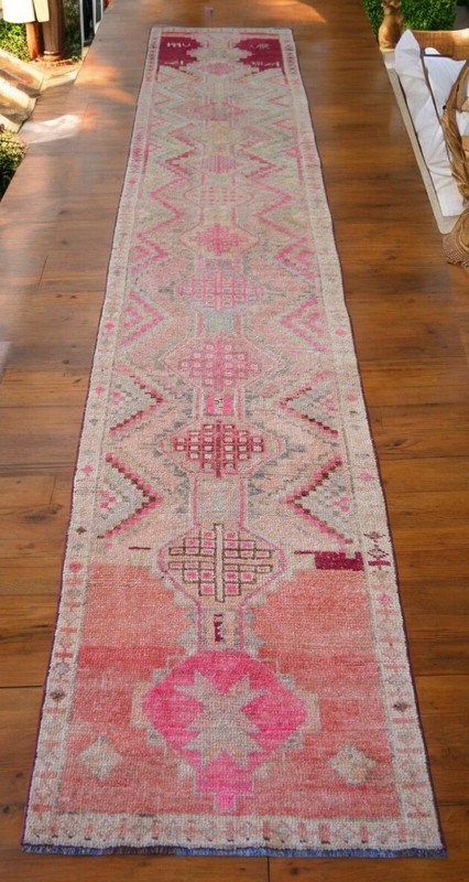3x13 ft Runner Turkish Rug HandMade Long Hallway Rug Kitchen Decor Rug 30"x152" gallery