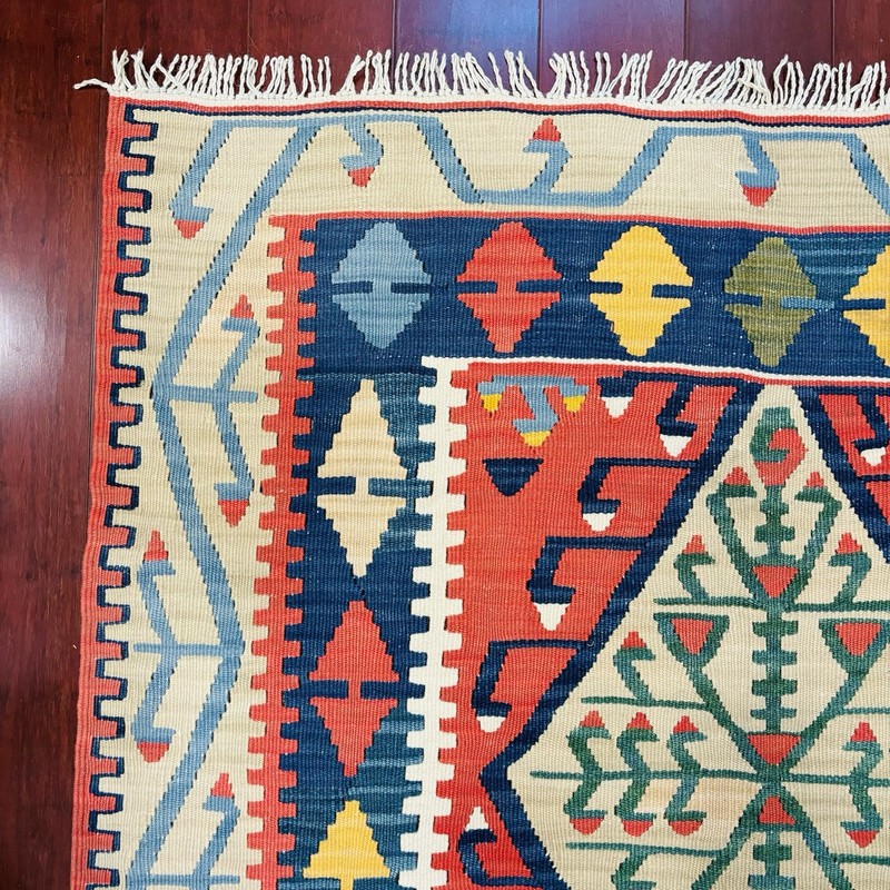 4 ft x 6 ft Vintage Turkish Kilim Handmade Area Rug Wool Boho 48”x74” gallery