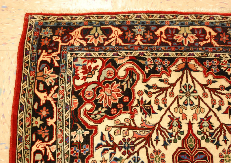NATURAL WOOL Old Oriental Rugs Hand Woven,knotted size Approximately 3'9" x 5' gallery