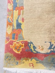 Oriental Rug, Hand Knotted In Tibet By Tufenkian 4′ X 6′, Vintage Modern Tibeta