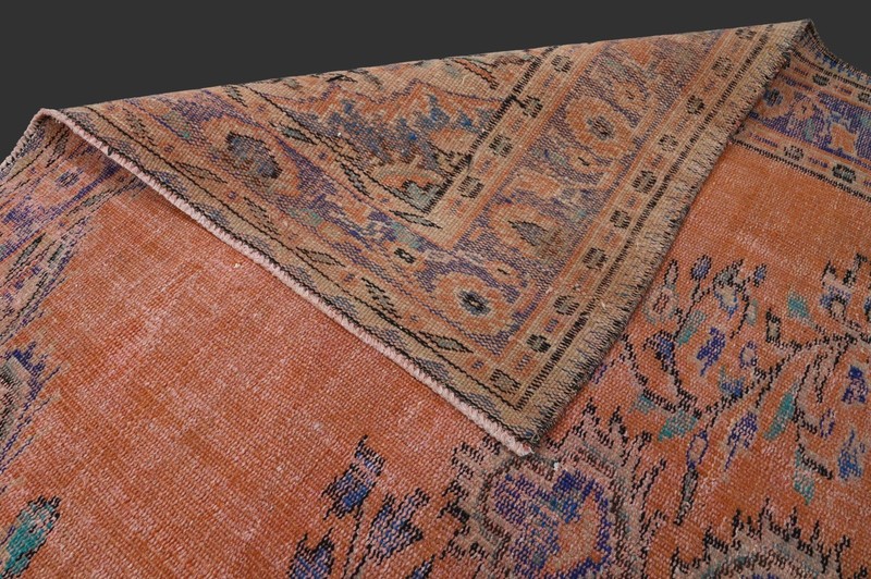Vintage Turkish Oushak Rug, Orange 5x8 ft, Handmade Wool, Bohemian Anatolian gallery