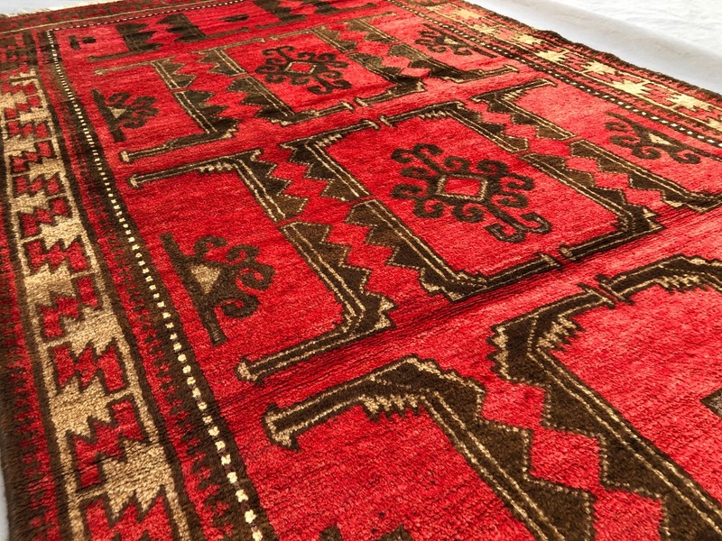 3'3 x 6'2 ft Vintage Afghan Hand Knotted Red Rug Tribal Soft Pile Caucasian Rug gallery