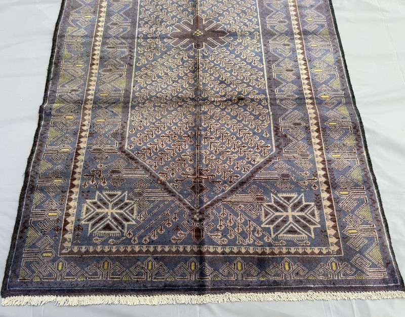 Antique Afghan Baluchi Area Rug 4x7 Blue Handmade Persian Style Oriental Carpet gallery