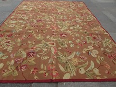 Vintage Hand Made French Design Wool Brown Green Original Aubusson 370X278cm