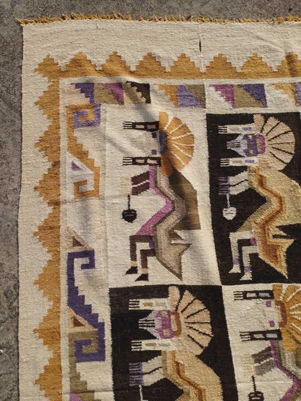 Vintage Handmade Peruvian Traditional Wool Rug Carpet 220x166 cm gallery