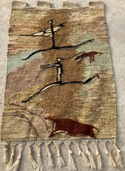 Vintage Traditional Handmade Mohair Afican Folk Floor Wool Tapertry Rug 84×65 cm