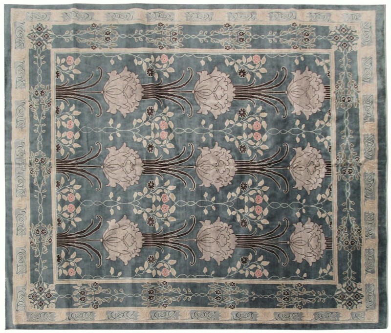 12x12 Vintage Arts & Crafts Handmade Area Rug Art Nouveau Art Deco Design gallery