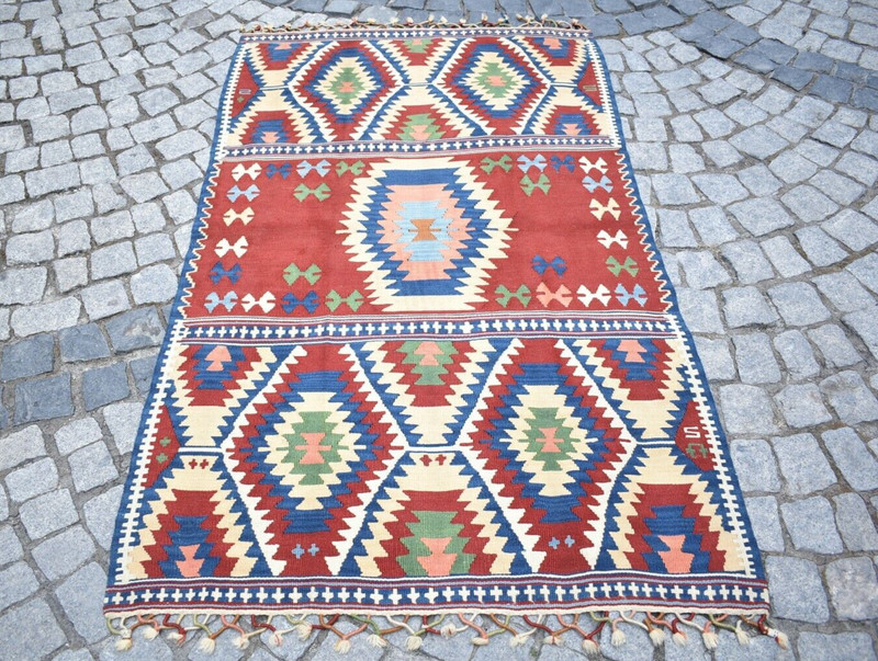 Turkish Rug 41'' x 68'' Anatolian Flat Woven Konia Rug Home Decor Wool Rug gallery