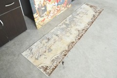 handmade vintage turkish runner rug 2×8 ft oushak carpet traditional rugs 126