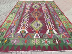 Oversize Turkish Kilim Wool Rug, Area Rugs Handmade Floor Oushak Carpet 88″x133″