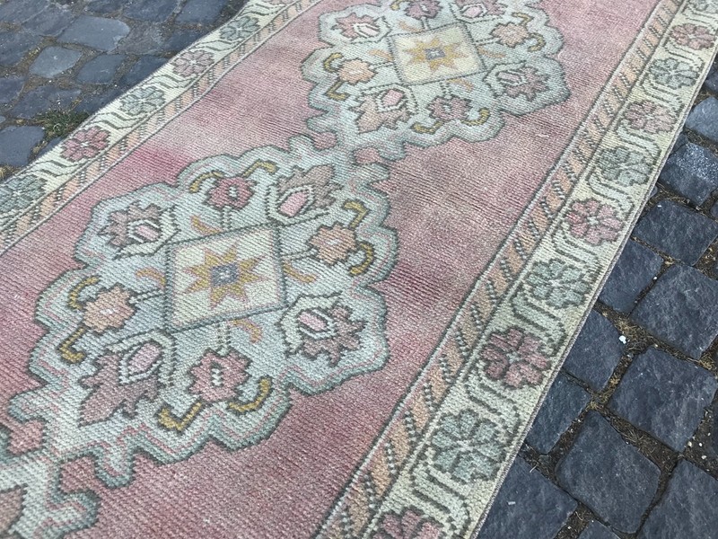 Bohemian Runner Rug, Turkish Vintage Rug, Handmade Wool Rug, 2,8 x 9,3 ft gallery