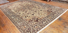 Masterpiece 1900-1930’s Wool Pile Natural Dye Armenian Beige Hereke Rug 7x10ft