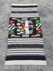 Vintage Traditional Handmade Mexican Pictorial Wool Multicolor Kilim 5.6×2.6 ft