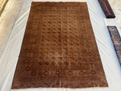 Antique Turkmen Bukhara Rug 6’5×9’3 Terracotta Faded Handknotted Wool Tribal Rug
