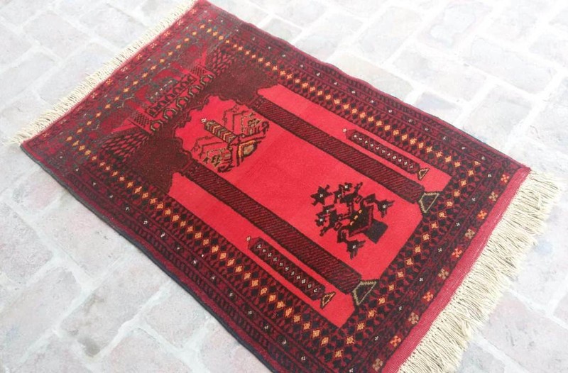 2'6 x 3'10 Hand Knotted Afghan Turkmen Area Rug, 3x4 Tribal Prayer Wool Carpet gallery