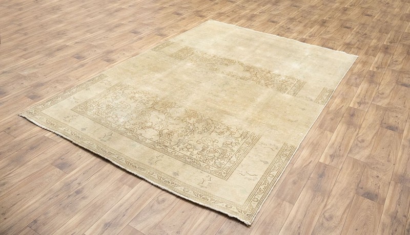 Semi-Antique Distressed Muted Oriental Wool Rug Living Room Carpet 6'7x9'7 Ft gallery