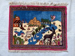 COLLECTORS’ ITEM Stunning Vintage Shikargah Tree of Life Wall Hang Pictorial Rug