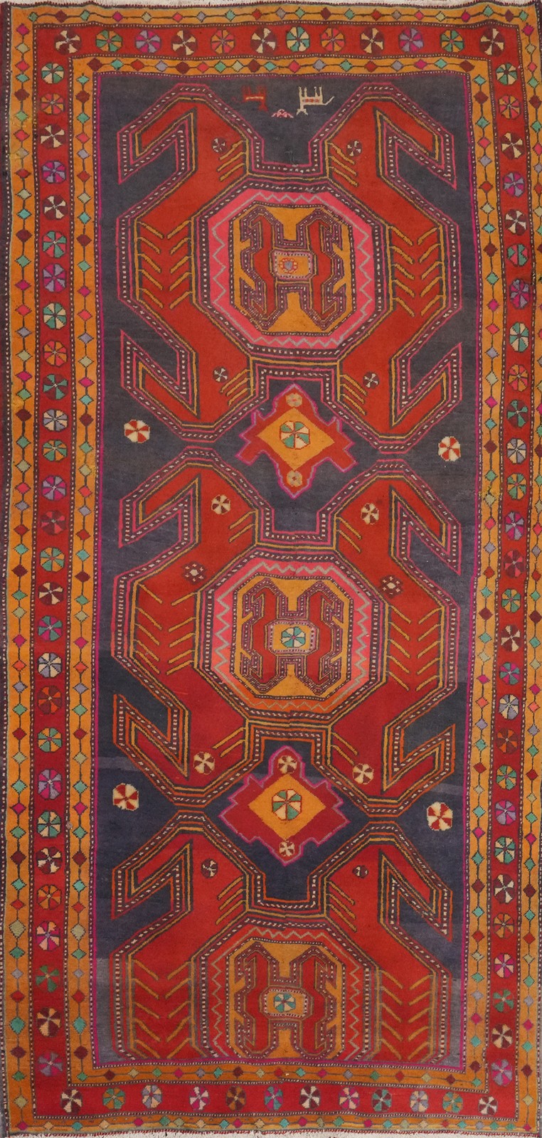 Tribal Wool Carpet Red & Blue Handmade Oriental Runner Rug 5x10 Ft Hallway Rug gallery