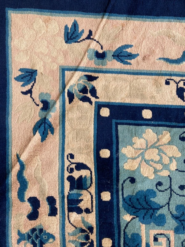 Vintage Hand-Knotted Chinese Peking Floral Medallion Wool Area Rug 310x217 cm gallery