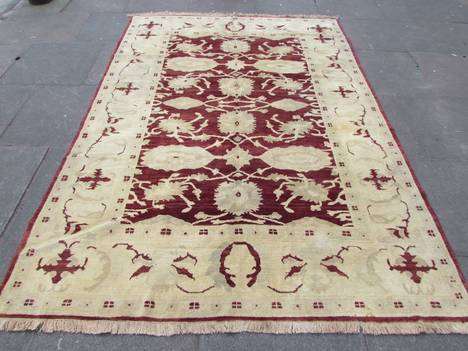 Old Hand Made Traditional Veg Dye Afghan Wool Burgundy Red Carpet 260x186cm gallery