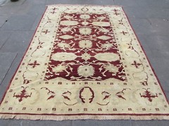 Old Hand Made Traditional Veg Dye Afghan Wool Burgundy Red Carpet 260x186cm