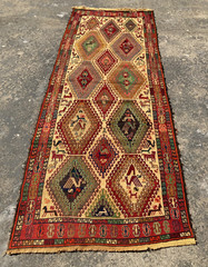Vintage Traditional Handcrafted Turkish Kilim Rug for Home Décor 285×110 cm