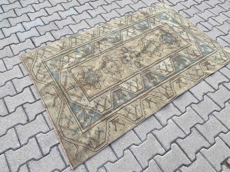 Earth Tone Vintage Turkish Area Rug 3.7 x 5.8 ft Handwoven Bohemian Carpet gallery