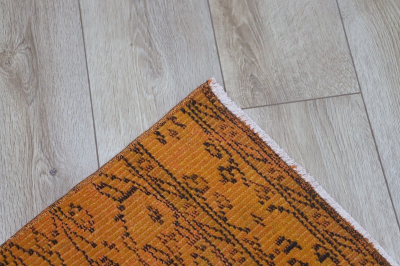 Turkish Orange Runner Rug Anatolian Handmade Hallway Carpet Ethnic Decor 2x10ft gallery