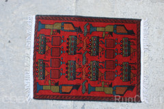 WAR Rug Afghan Handmade Herati Wool With Beautiful Design size 80×60 cm