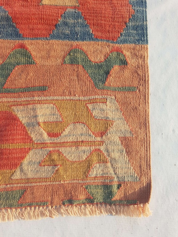 Distressed Fine Vintage Traditional Hand Made Oriental Wool Kilim 176x114cm gallery