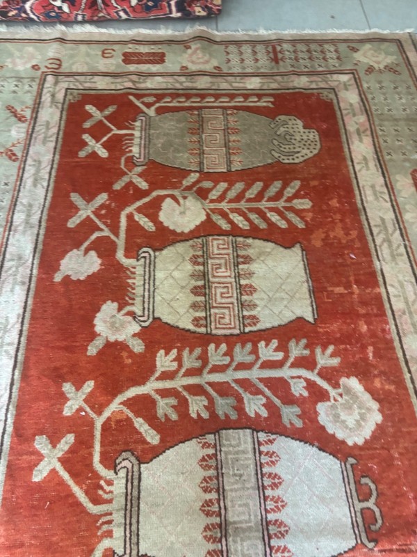 HANDMADE RUG. CARPET SAMARGHAND.. ANTIQUE. 11X6 OVER 100 YEARS OLD. th 19 gallery