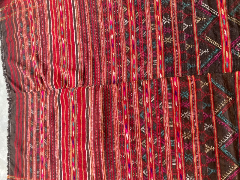 Vintage Traditional Handmade Turkmen Nomadic Wool Kilim Floor Rug 256x135cm gallery