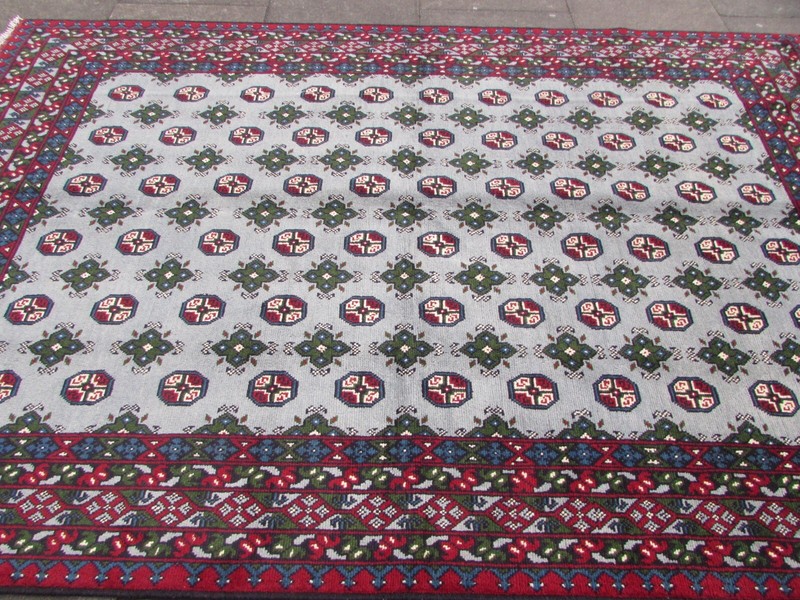 Vintage Traditional Hand Made Oriental Wool Grey Red Large Rug 301x198cm gallery