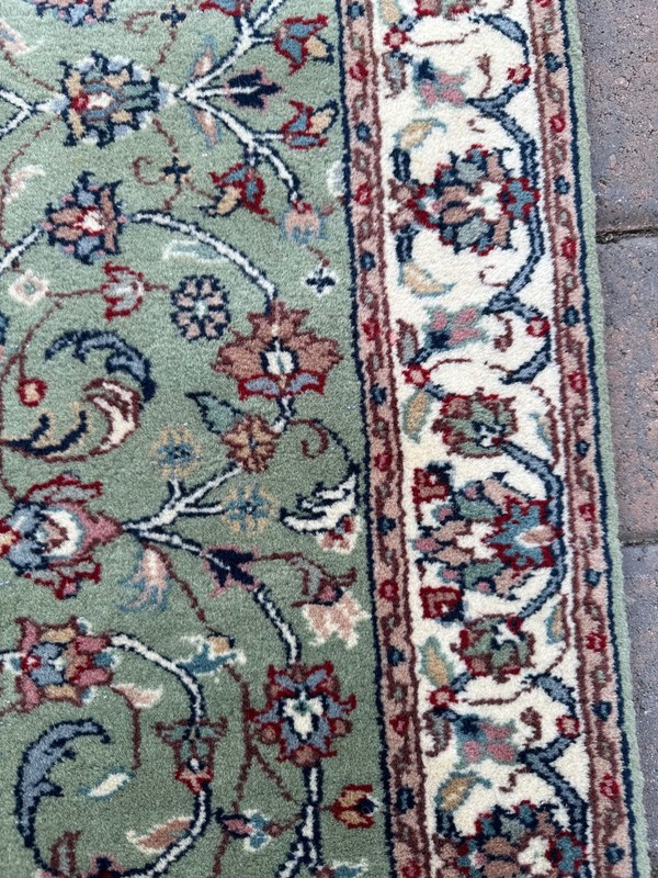 Top Quality Vintage Mint Green Oriental Handmade Runner, Floral Design, 3'x13' gallery