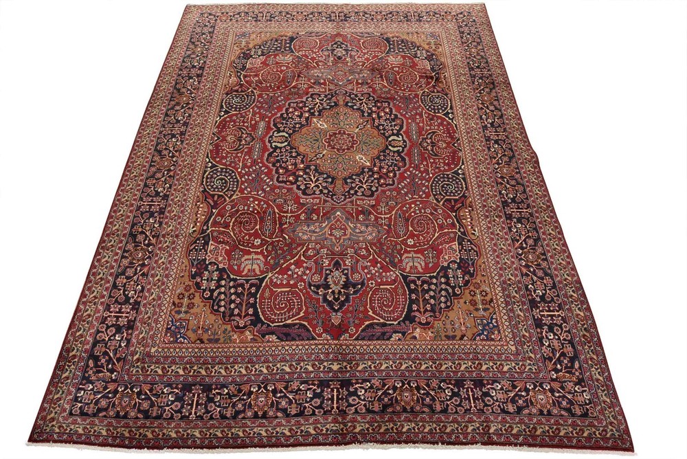 Mahvelat Rug 10′ x 13’2” Red Wool Vintage Traditional Hand-Knotted Carpet