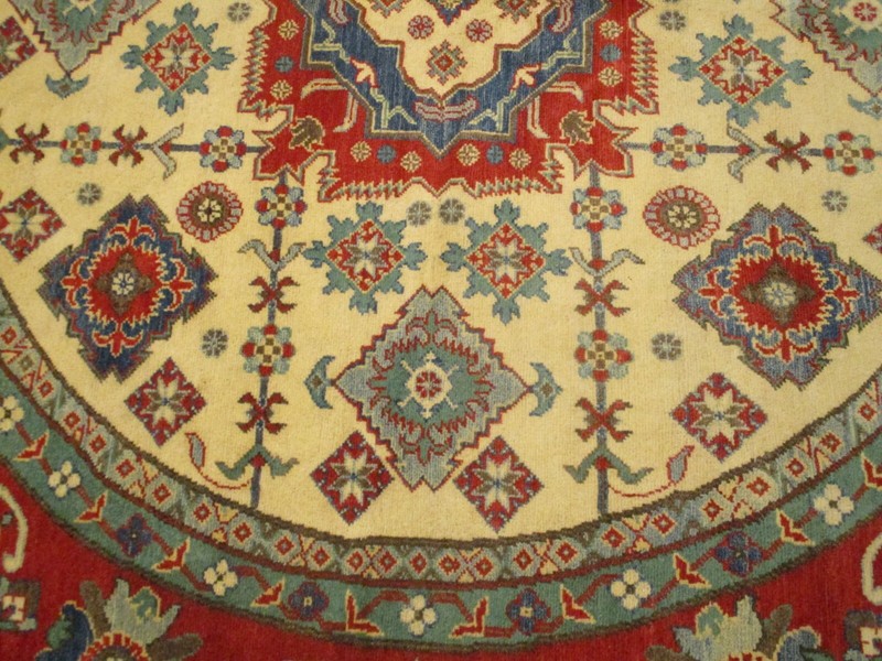 8' FEET ROUND Afghan-Refugee Tribal Vegetable-Dye HANDMADE-KNOTTED WOOL RUG 808 gallery