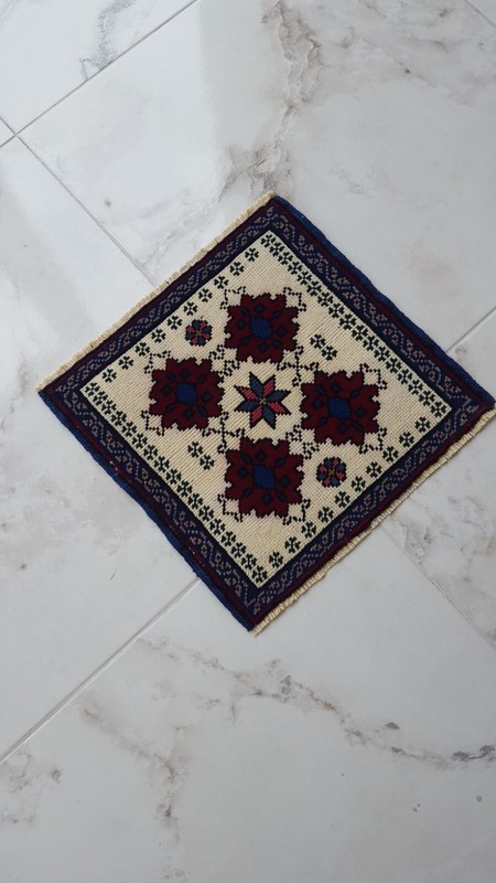 Square Vintage Carpet Rug, Turkish Wool Rug, Natural Handmade Decor Rug 2x2 gallery