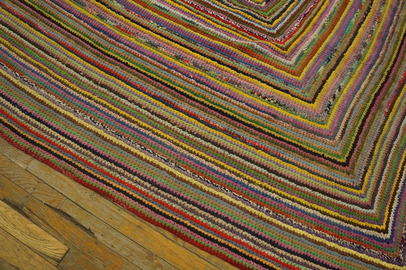 8X8 Vintage American Braided Multicolor Wool & Cotton Area Rug 1935 gallery