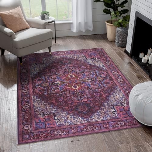 Modern Vintage Turkish Lavender Runner Rug 2'5"x10" - Washable, Foldable, Luxury gallery