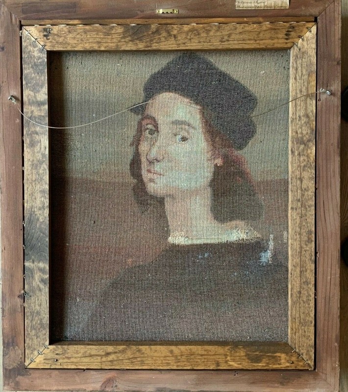 Antique Erly 19Th Century hand woven Portrait of (Raphael 1483-1520) gallery