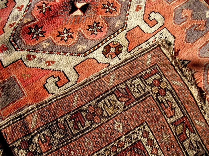 ANTIQUE 1900 CAUCASIAN KAZAK SMALL RUG 5'3" X 3'9" gallery
