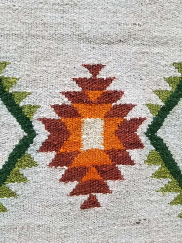 Fine Vintage Traditional Hand Made Oriental Wool Green Grey Kilim 201x91cm gallery