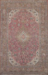 Handmade Pink Wool Area Rug 7×10 Traditional Over-Dyed Vintage Room Size Carpet