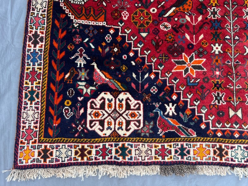 RED BLUE VINTAGE RUG 4x7 ANTIQUE HAND-KNOTTED traditional handmade oriental 5x7 gallery