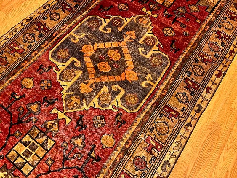 4.7x9.6 Handmade Vintage One Of A kind Village Made Natural Wool Pictorial Rug gallery