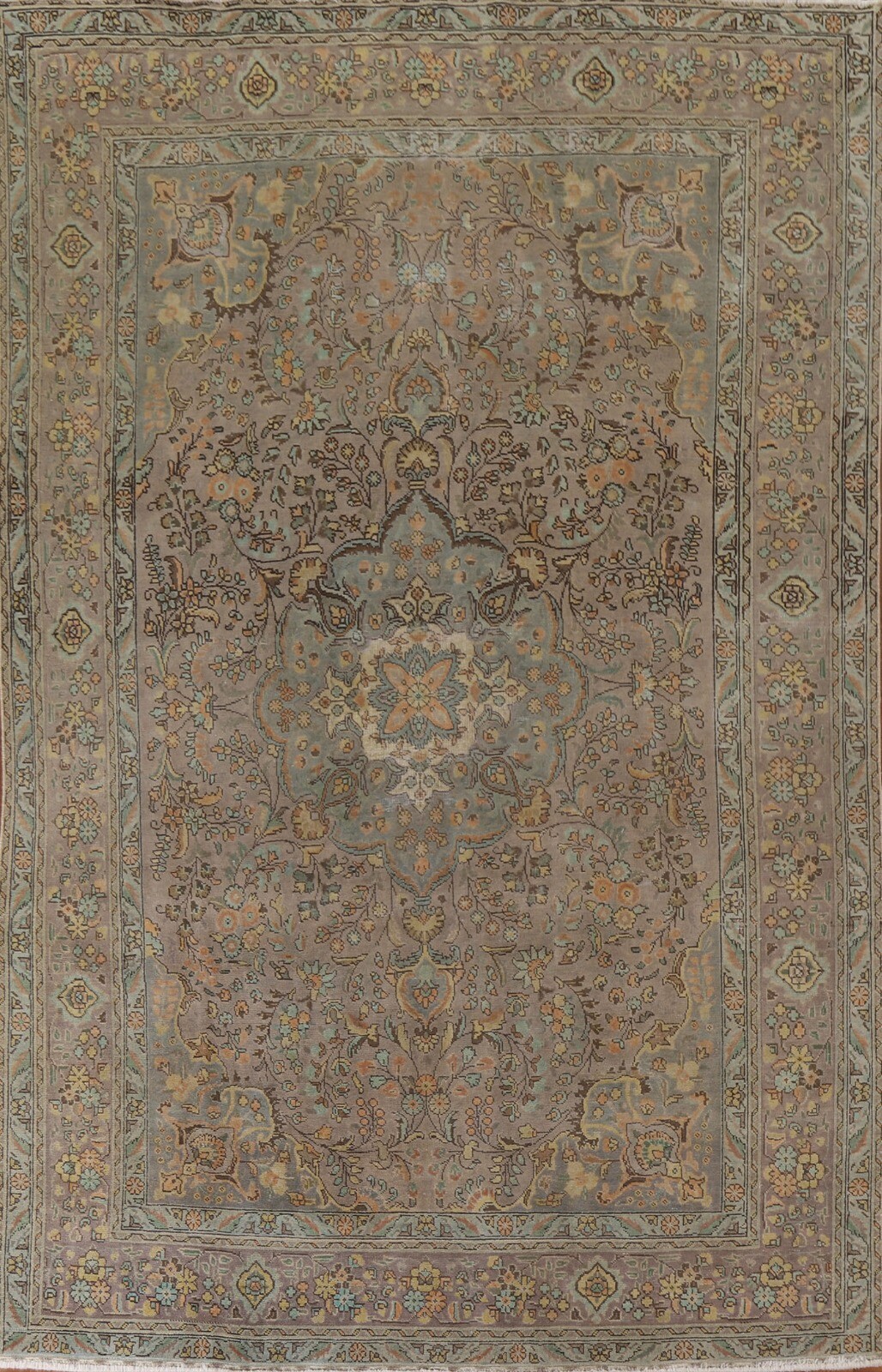 Vintage Muted Floral Tebriz Area Rug Hand-knotted For Living Room Carpet 8'x11' gallery