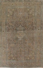 Vintage Muted Floral Tebriz Area Rug Hand-knotted For Living Room Carpet 8’x11′